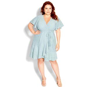 City Chic Sweet Love Lace Faux Wrap Dress in Seafoam Green -18